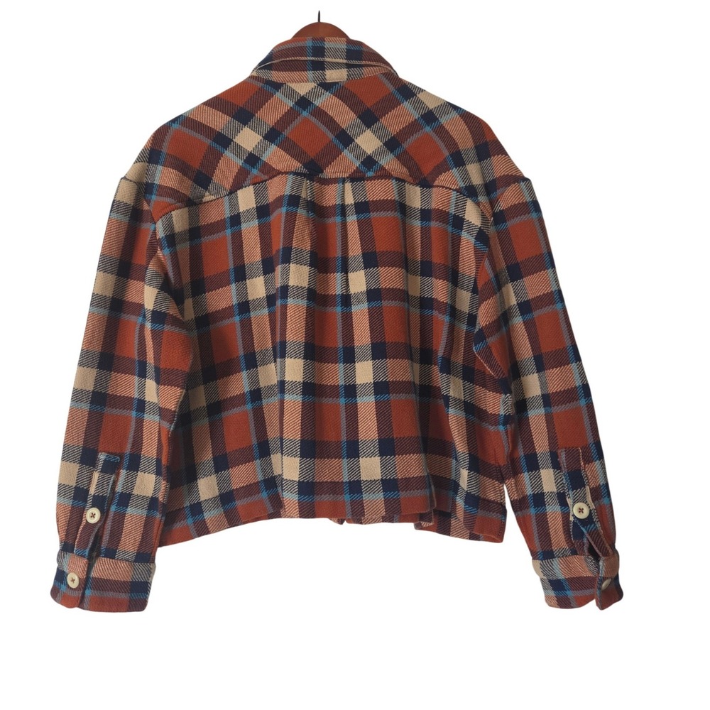 Faherty Surf Flannel Overshirt Plaid Cropped Shacket Organic Cotton Size M